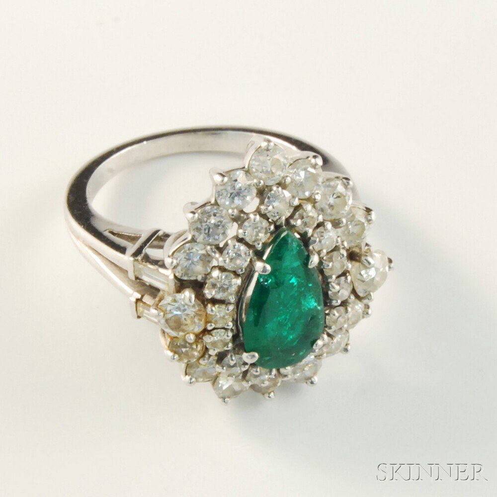 Appraisal: Platinum Emerald and Diamond Ring stamped ER to the inside