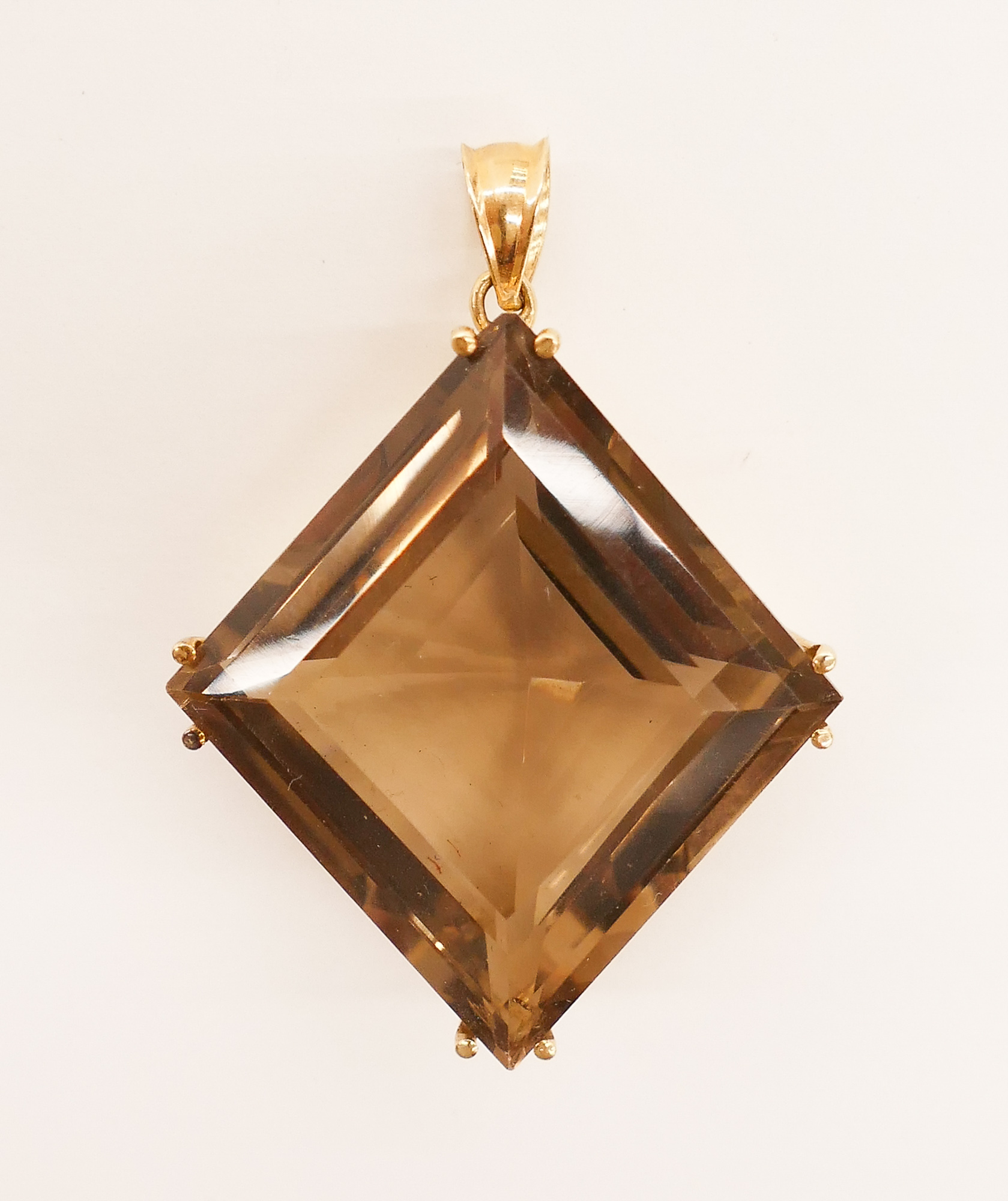 Appraisal: Lady's ct Smoky Quartz k Diamond Shaped Pendant '' It