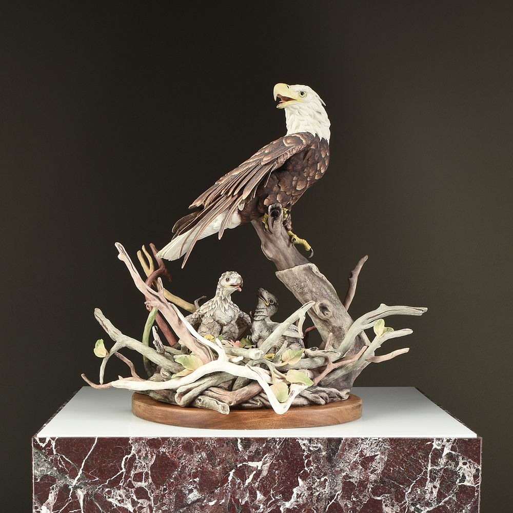 Appraisal: A BOEHM PORCELAIN SYMBOL OF FREEDOM BALD EAGLE GROUP SIGNED