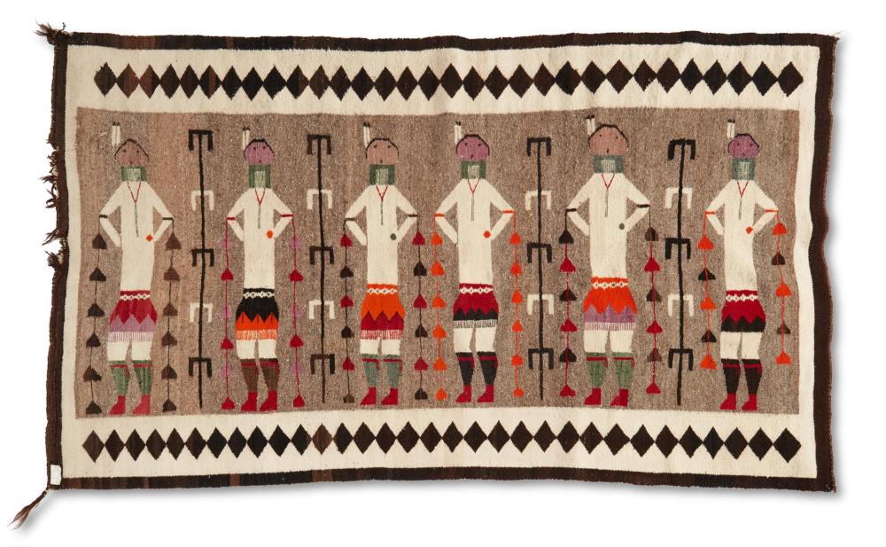 Appraisal: A Navajo Yei pictorial weaving Mid- th century Dine Woven