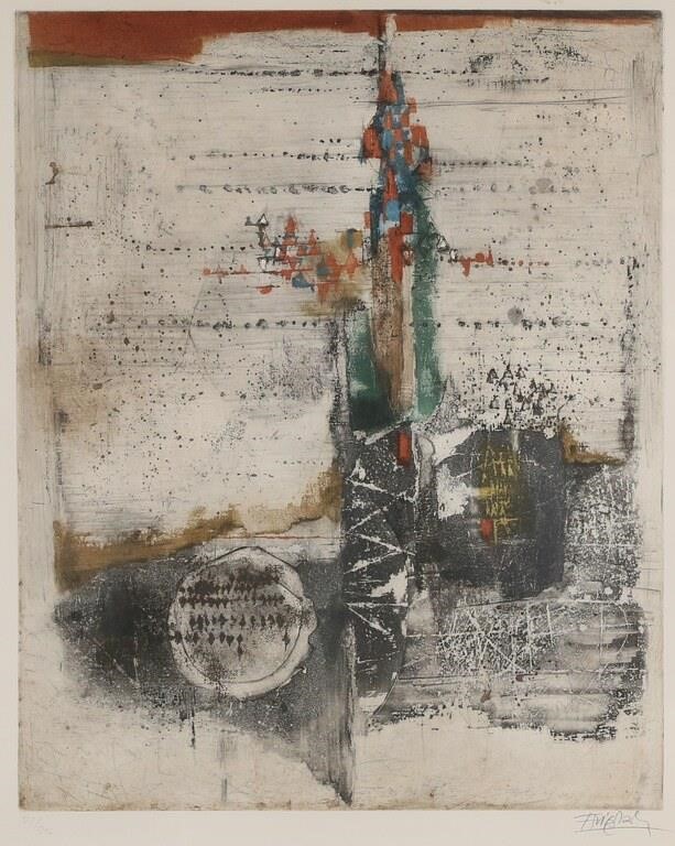 Appraisal: SIGNED ABSTRACT MODERN LITHOGRAPHAbstract lithograph signed illegibly in pencil lower