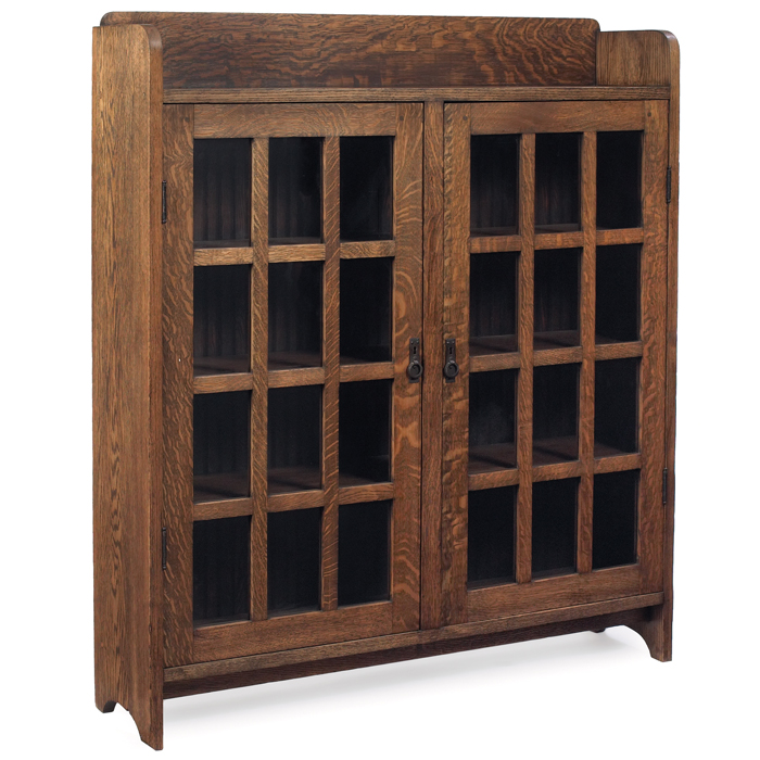 Appraisal: Arts and Crafts bookcase manufactured by Ridenour two-door form with