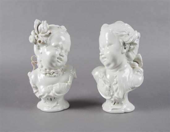 Appraisal: A Pair of Nymphenburg Blanc de Chine Busts of Children