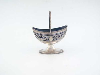 Appraisal: A George III boat shaped sugar basket with bead borders