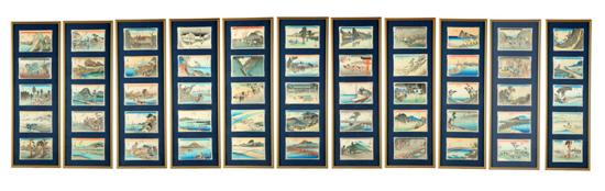 Appraisal: SET OF WOODBLOCK PRINTS AFTER ANDO HIROSHIGE JAPAN Small folio