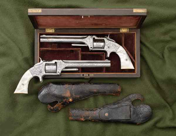 Appraisal: Pair of Nimschke-Style Engraved Smith Wesson Model No Revolvers Inscribed