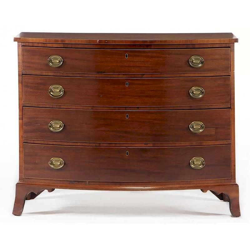 Appraisal: Federal Inlaid Bow Front Chest of Drawers New England circa