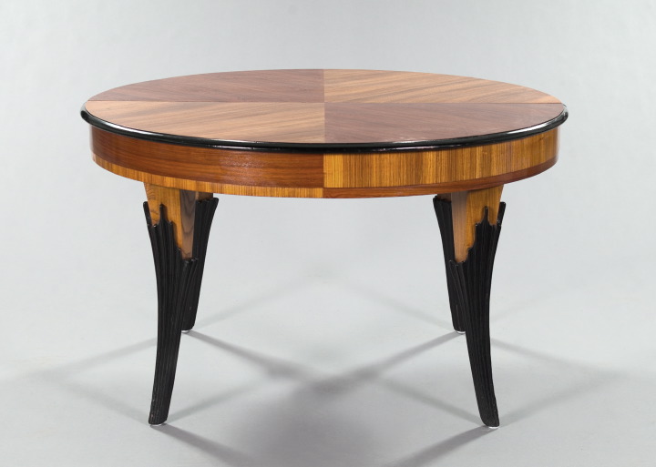 Appraisal: Continental Neoclassical-Style Exotic Hardwood and Ebonized Center Table the circular