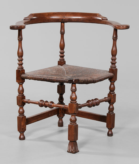 Appraisal: William and Mary Corner Chair New England th century maple