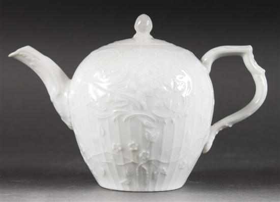 Appraisal: KPM Berlin relief decorated porcelain teapot late th century with