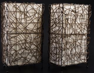 Appraisal: Woven Twig Lamps Pair Pair of woven twig lamps with