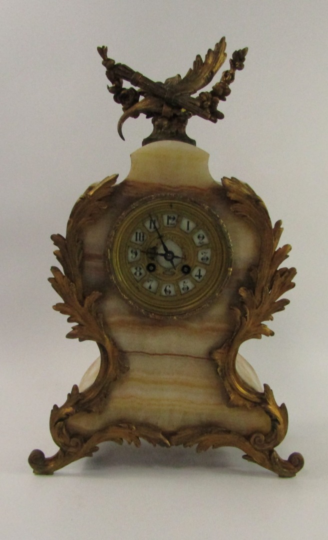 Appraisal: A French late thC marble and gilt metal mantel clock