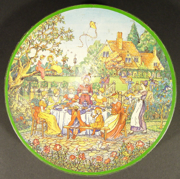 Appraisal: Huntley and Palmers advertising biscuit tin with printed naughty decoration