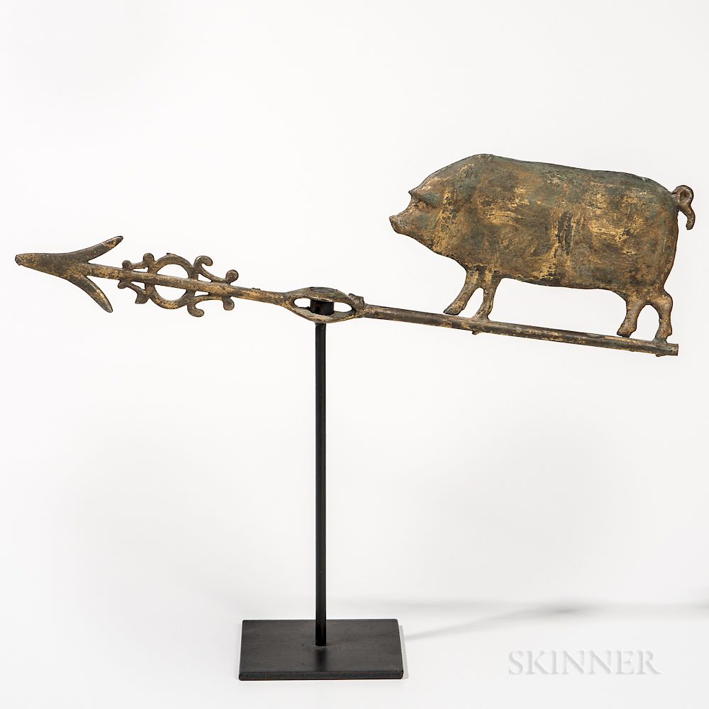 Appraisal: Pig Lightning Rod Weathervane Pig Lightning Rod Weathervane America late