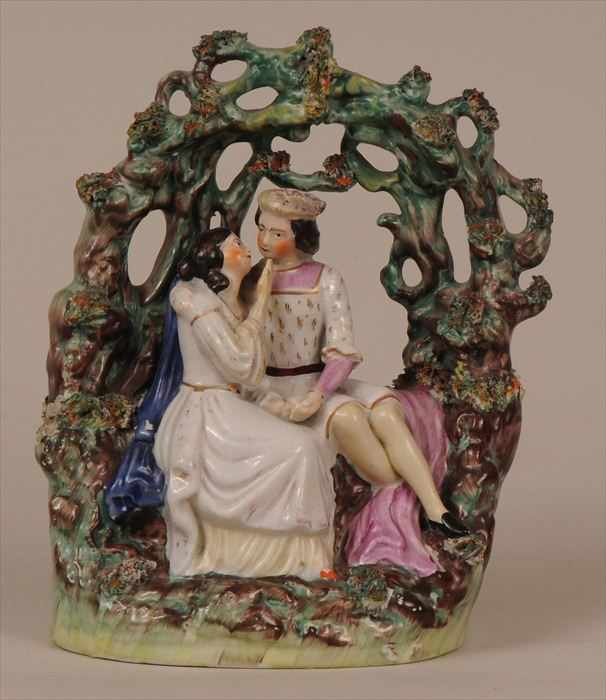 Appraisal: STAFFORDSHIRE BOCAGE FIGURE GROUP OF ROMEO AND JULIET x in