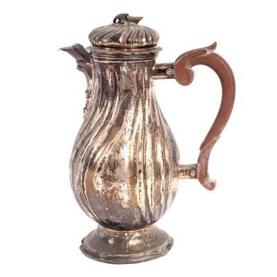 Appraisal: A German silver chocolate jug Jacob Wilhelm Kolb Augsburg baluster