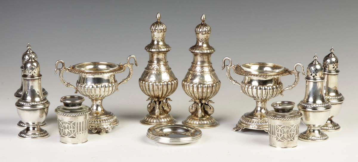 Appraisal: Group of Silver Table Articles Pair of master salts w