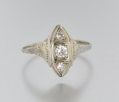 Appraisal: An Art Deco Style Diamond Ring Unmarked white gold ring