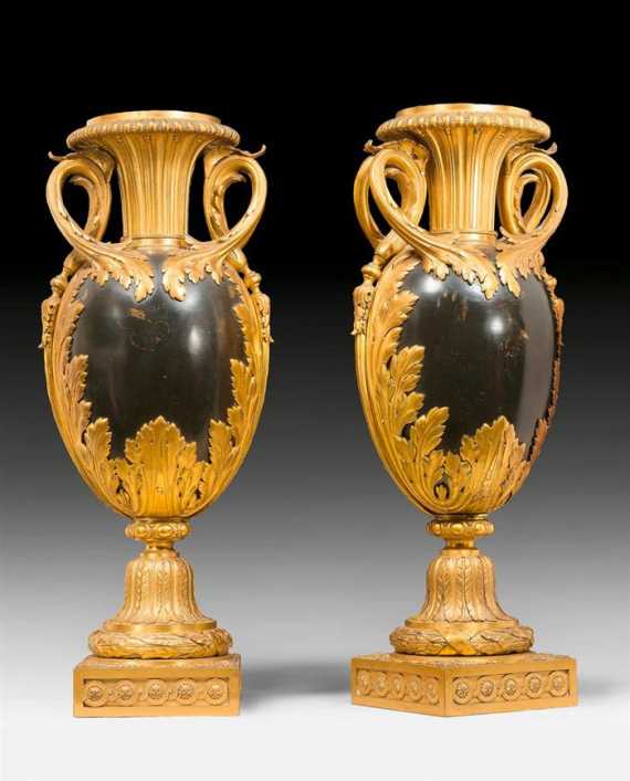 Appraisal: PAIR OF ORNAMENTAL VASES Louis XVI style Paris th century