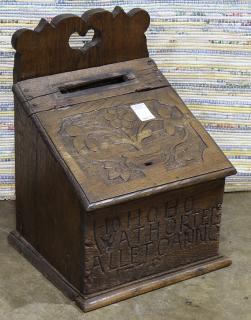 Appraisal: Continental carved letter box Continental carved letter box having a