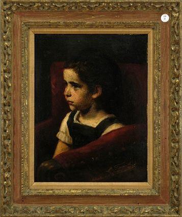 Appraisal: German School Portrait of a Young Girl Oil on board