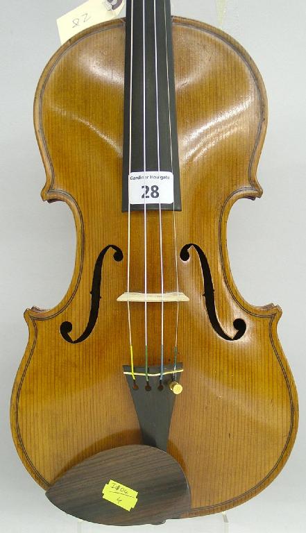 Appraisal: English violin by William Glenister bearing a hand written label