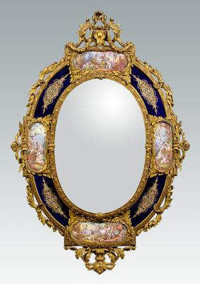 Appraisal: Fine S vres and ormolu mounted mirror finely painted and