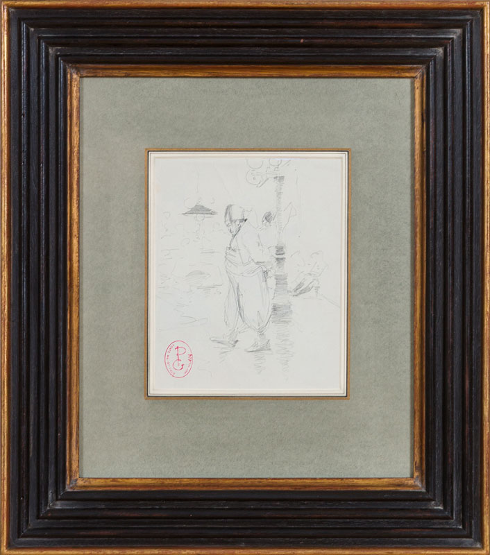 Appraisal: GEORGES PICARD - AN ORIENTAL AND SELF PORTRAIT Two pencil