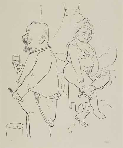 Appraisal: GEORGE GROSZ Zu Hause Lithograph x mm x inches full