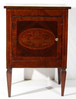 Appraisal: Small Antique Marquetry Cabinet Mahogany- and fruitwood-veneered H X W