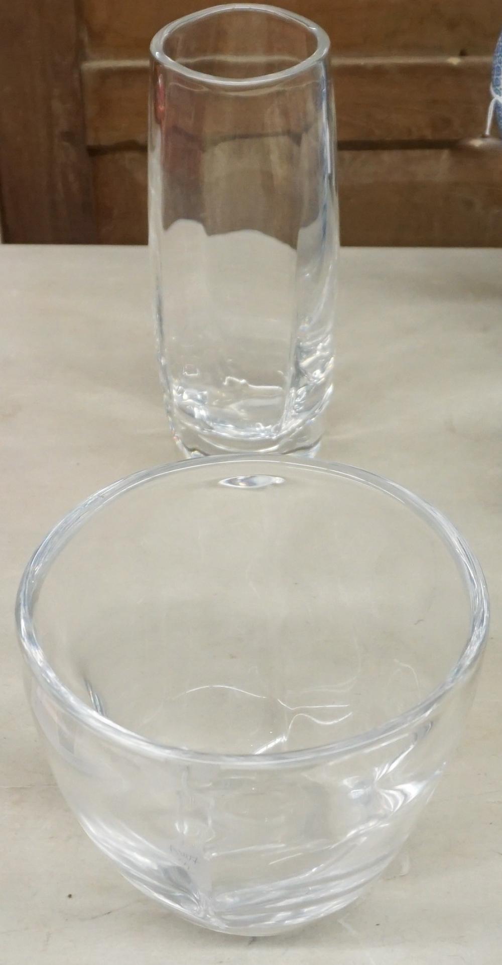 Appraisal: ORREFORS CLEAR CRYSTAL BOWL AND VASE H OF VASE IN