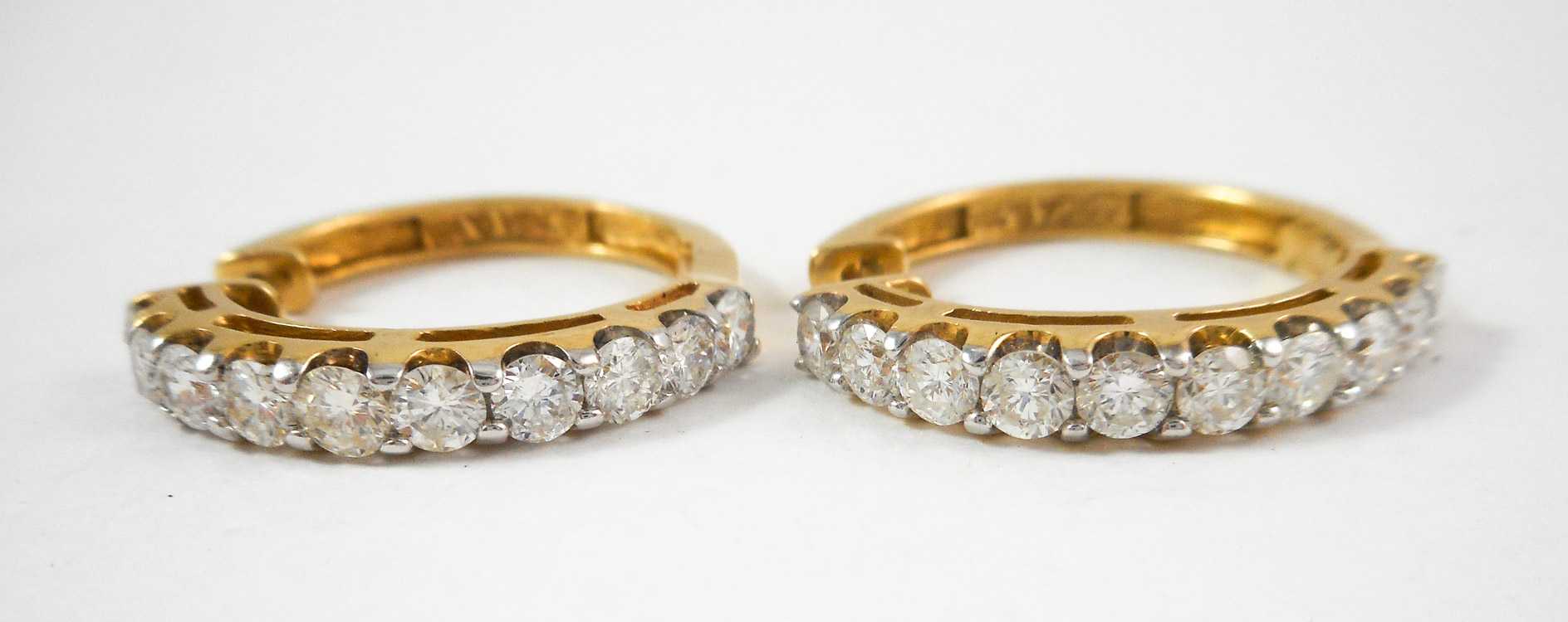 Appraisal: PAIR OF SONIA BITTON DIAMOND HOOP EARRINGS each k yellow