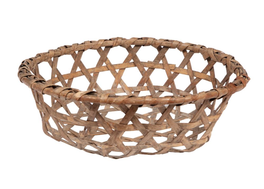 Appraisal: CHEESE BASKETAntique Cheese Basket woven rattan h in dia in