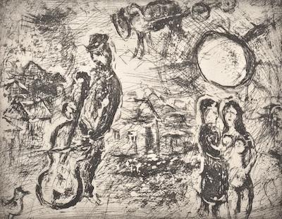 Appraisal: Marc Chagall Russian French - Le Violoncelliste du Village Etching