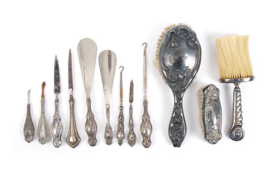 Appraisal: A Collection of American Sterling Silver and Silverplate Dressing Set