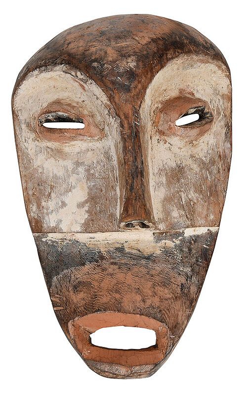 Appraisal: African White Spirit Mask Lega or Lega style elongated slightly