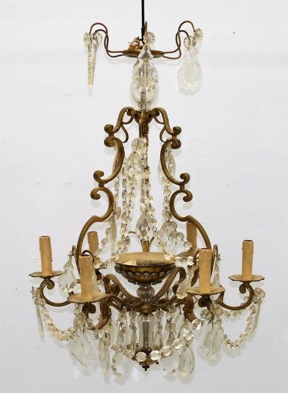 Appraisal: ANTIQUE FRENCH BRONZE CUT CRYSTAL CHANDELIER FRANCE TH CENTURY A