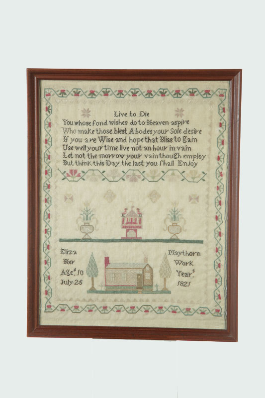 Appraisal: SAMPLER England silk on wool Ten-year-old Eliza Maythorn carefully worked