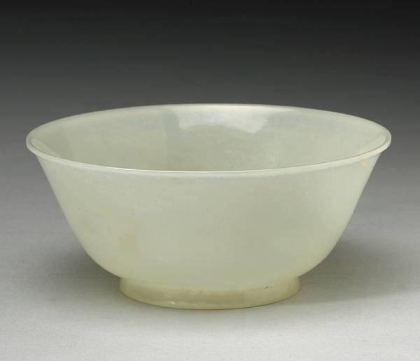 Appraisal: A translucent white jade bowl Qianlong Mark Of inverted bell