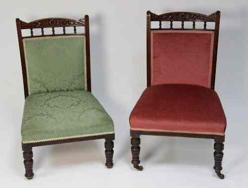 Appraisal: A pair of Edwardian upholstered nursing chairs