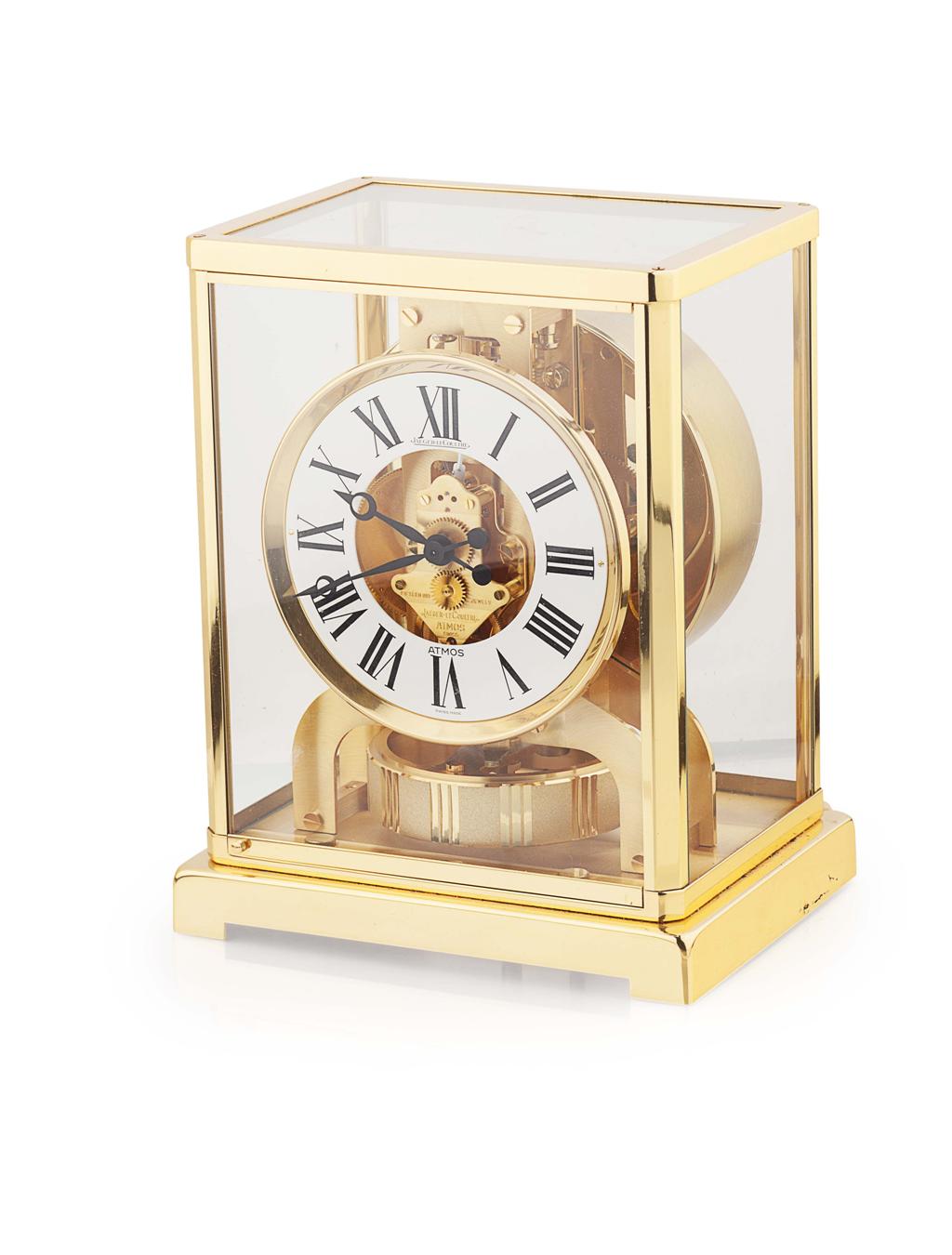 Appraisal: JAEGER LE COULTRE GENEVA SWISS GILT-BRASS 'ATMOS' CLOCK the circular