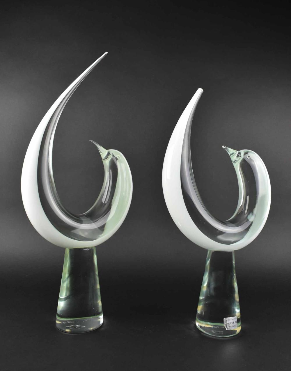 Appraisal: PAIR OF VETRI MURANO ART GLASS DOLPHINSItalian Engraved signature Each