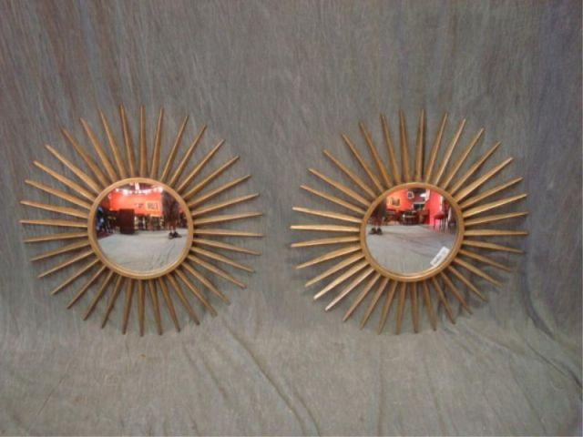 Appraisal: Pair of Gilt Sunburst Form Mirrors Dimensions diameter