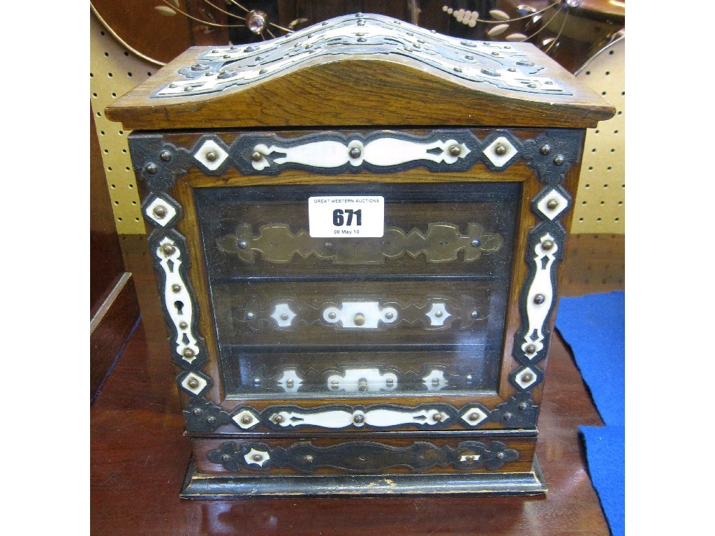 Appraisal: Rosewood ivory and brass mounted table cabinet