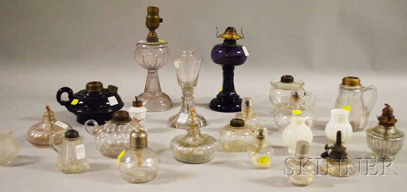 Appraisal: Seventeen Colorless and Two Amethyst Molded Blown and Pressed Glass