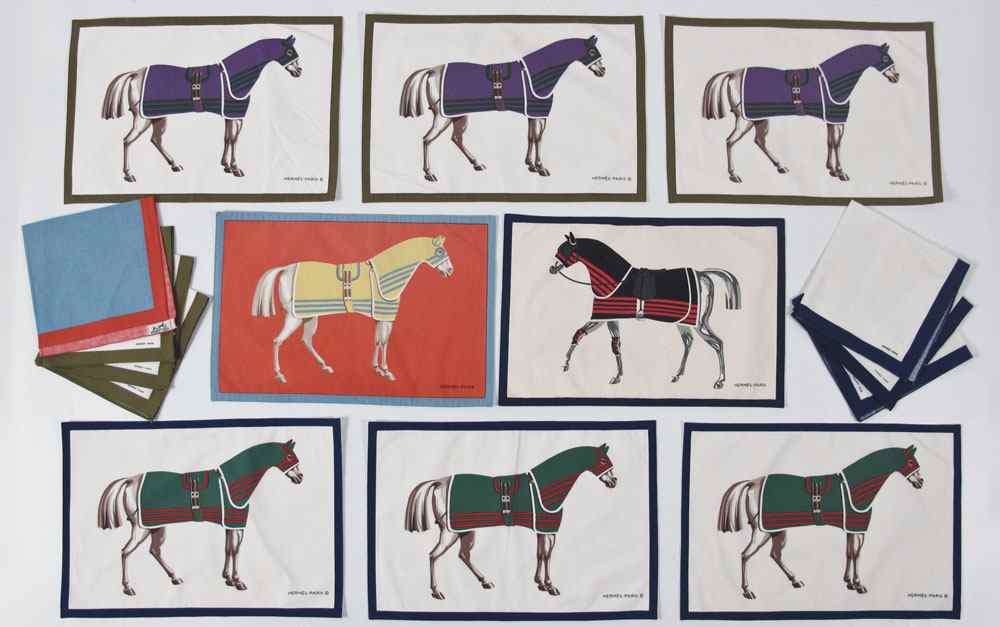 Appraisal: SET OF HERMES PARIS HORSE DESIGN PLACEMATS Made in France