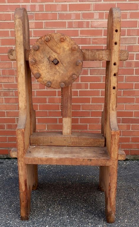 Appraisal: Primitive Oak Cheese Press Primitive oak cheese press h x