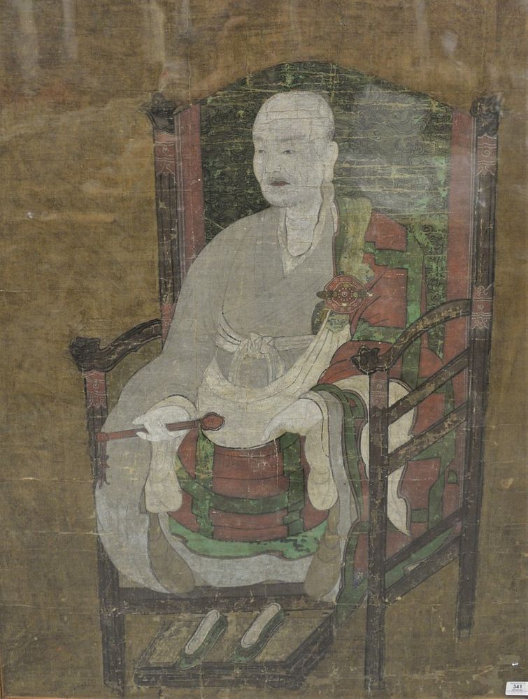 Appraisal: Large Framed Rare Sino-Korean Monastic Portrait of Yuan Chiao Kuo