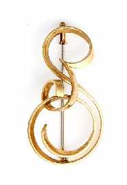 Appraisal: An ct gold brooch of musical treble clef design with