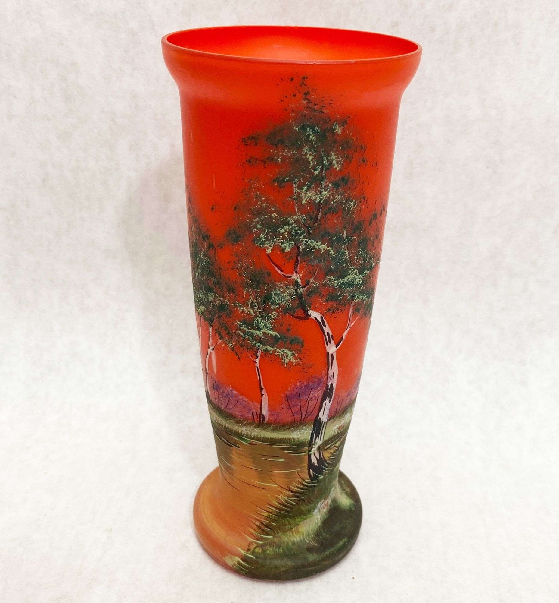 Appraisal: Enamel Painted Scenic Czech Art Glass Vase tall at widest